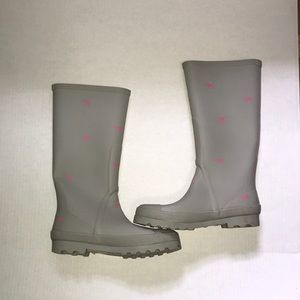 Jcrew 10 pink gray elephant wellies welly rainboot